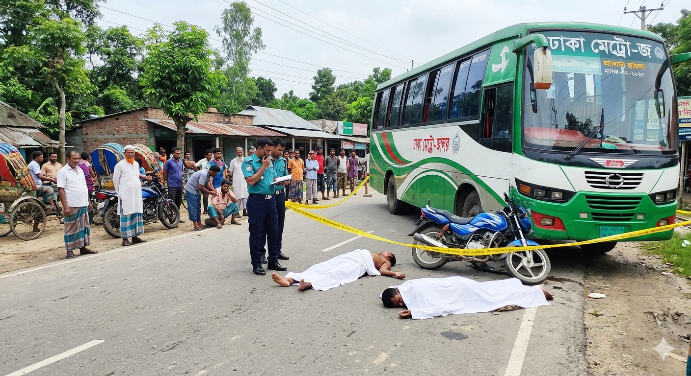 আমতলীতে বাসচাপায় প্রাণ গেল দুলাভাই-শ্যালকের, আহত আরও ১